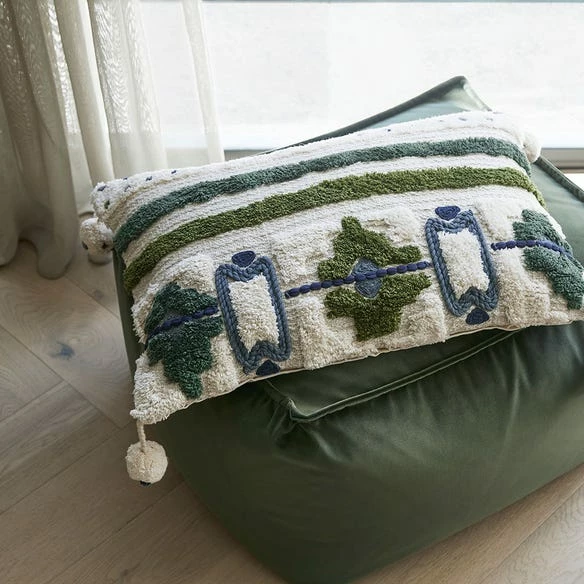 Kota Tufted Cushion - Green/Ivory - Image 3