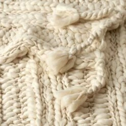 Claudine Hand Knit Throw - Cream