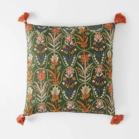 Botany Embroidered Cushion - Sage/Multi - Image 2