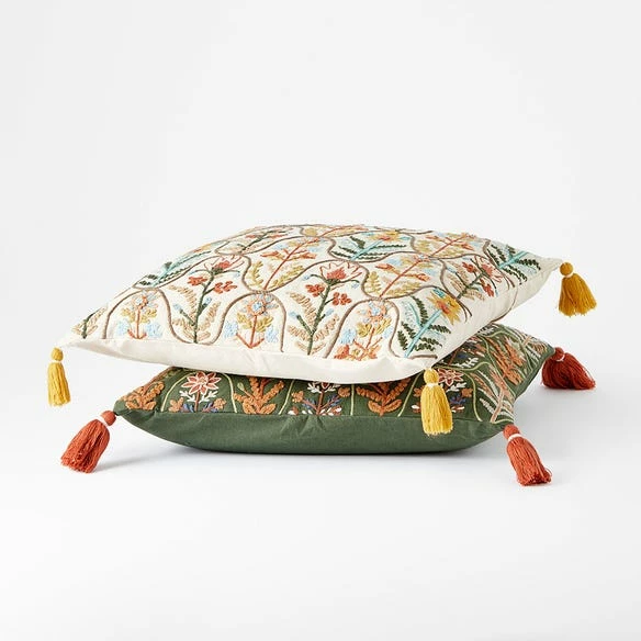 Botany Embroidered Cushion - Sage/Multi - Image 3