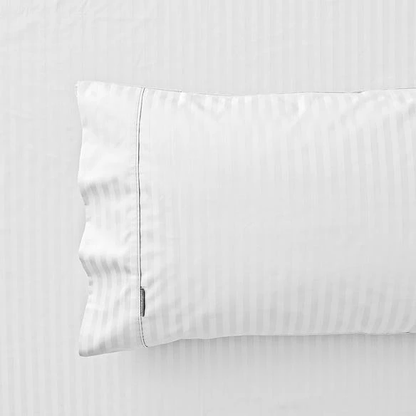 Nassor Stripe 700 TC Egyptian Cotton Sheet Set - White - Image 2