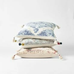 Piper Tassel Cushion - Ivory/Blue