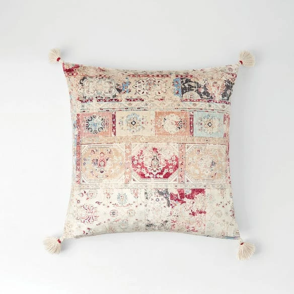 Piper Tassel Cushion - Ivory/Red